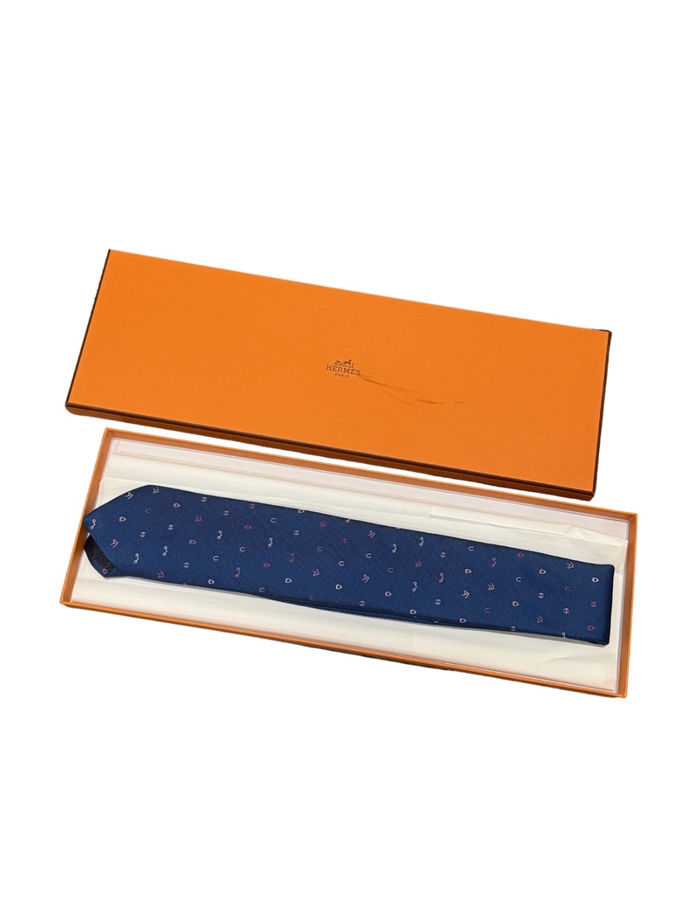 Hermès Silk Blue Geometric Men’s Tie - NEW w/ box